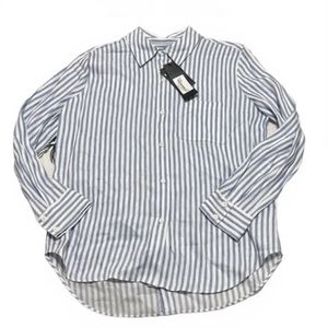 Jenni Kayne Button-Back Striped Blue Shirt Size M NWT